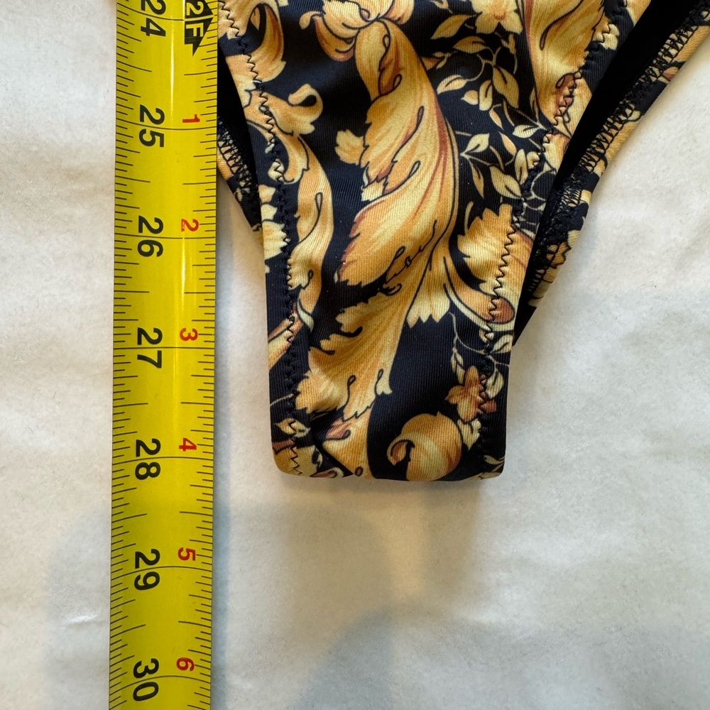 Versace Black and Gold One Piece Swimsuit with Baroque Design - Picture 6 of 13